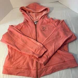 Walt Disney‎ World Resort Hoodie XL Full Zip Coral Embroidered Mickey Mouse